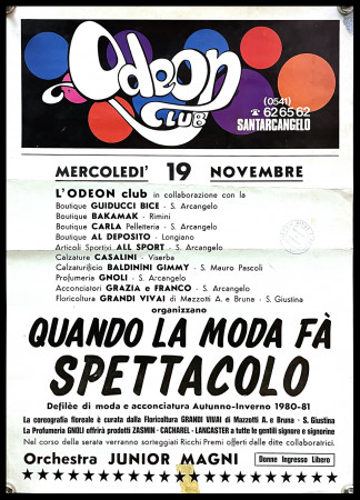 1980 * Maxi Affiche Original "ODEON CLUB Santarcangelo - 19 Novembre 1980" Italie (B-)