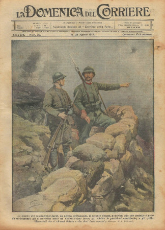 1917 * La Domenica Del Corriere (N°33) "Combattenti Sardi - Attacco agli Austriaci" Magazine Original