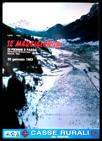 1983 * Affiche Original "12° Marcialonga di Fiemme e Fassa, Dolomiti - Sci Gran Fondo" Italie (B+)