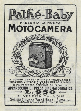 1928 * Publicité Original "Pathè-Baby - La Nuova Motocamera" dans Passepartout