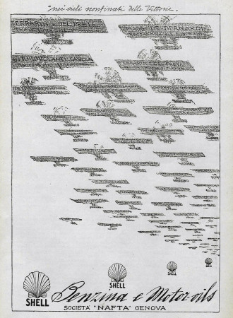 1929 * Publicité Original "Shell - Nei Cieli Sconfinati delle Vittorie - ALDO MAZZA" dans Passepartout