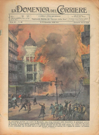 1938 * La Domenica Del Corriere (N°46) "Incendio a MARSIGLIA - Matrimonio Subacqueo" Magazine Original
