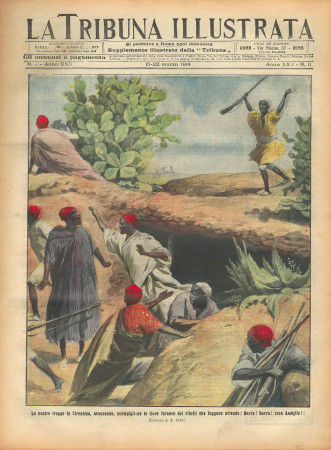 1914 * La Tribuna Illustrata (N°11) – "Guerra Libia, Cirenaica - Chevillard Volo a Roma" Magazine Original