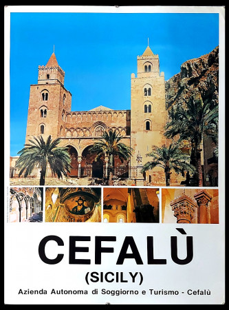 1980ca * Affiche Tourisme Original "Cefalù, Sicilia - Arti Grafiche Siciliane" Italie (B+)