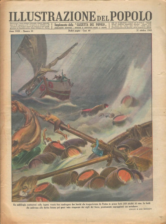 1943 * Illustrazione del Popolo (N°44) "Tempête Laguna Veneta - Voleur en Versilia" Magazine Original