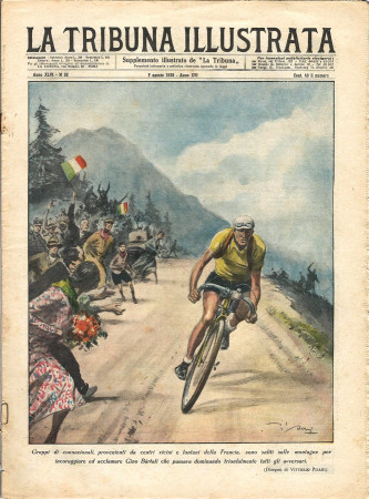 1938 * La Tribuna Illustrata (N°32) – "Gino Bartali Maglia Gialla Tour De France" Magazine Original