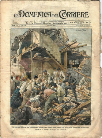1905 * La Domenica Del Corriere (N°40) "Terremoto Calabria - Inaugurazione Torre Re Umberto I" Magazine Original