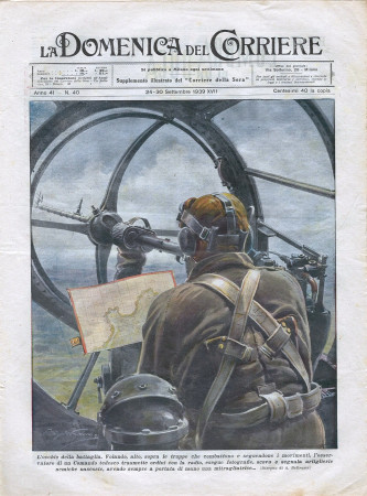 1939 * La Domenica Del Corriere (N°40) "L'Occhio della Battaglia - Duello fra Mare e Cielo " Magazine Original