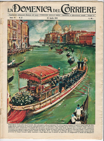 1959 * La Domenica Del Corriere (N°17) "Papa Sarto Torna a Venezia - Fidanzamento Paola e Alberto" Magazine Original