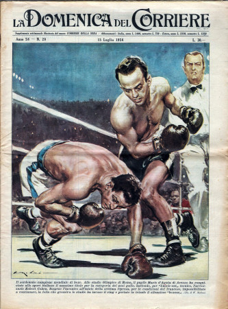 1956 * La Domenica Del Corriere (N°29) "Sordomuto Campione di Boxe - Incidente Somalia" Magazine Original