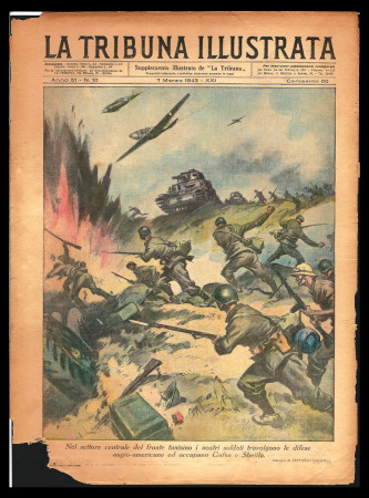 1943 * La Tribuna Illustrata (N°10) "Battaglia sul Fronte Tunisino" Magazine Original