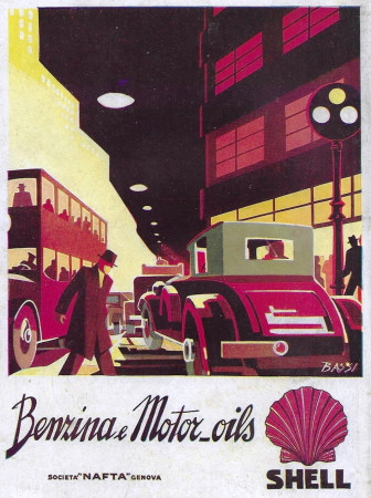 1932 * Publicité Original "Shell - Benzina e Motor_Oils - BASSI" dans Passepartout