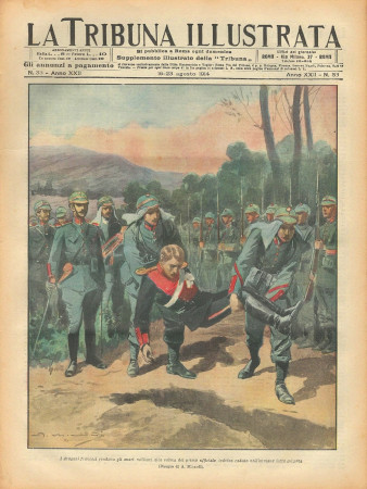 1914 * La Tribuna Illustrata (N°33) – "Onori Salma Ufficiale Tedesco - Aereoplano Russo Abbattuto " Magazine Original