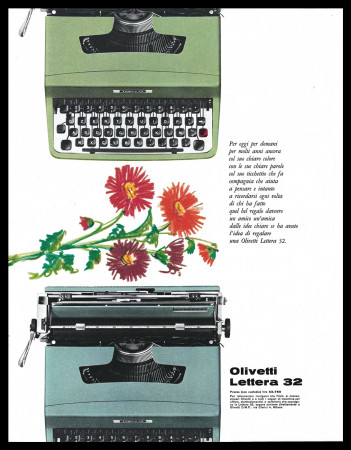 Ans 60 * Publicité Original "Olivetti, Lettera 32, Tipo 4" Italie