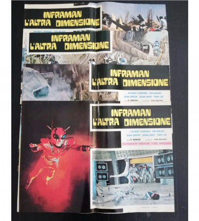 1976 * Set 4 Affiches De Cinéma "Inframan L'Altra Dimensione - Anthony Laurence, Tom Malden, Diana Winter" Fantastique (B+)