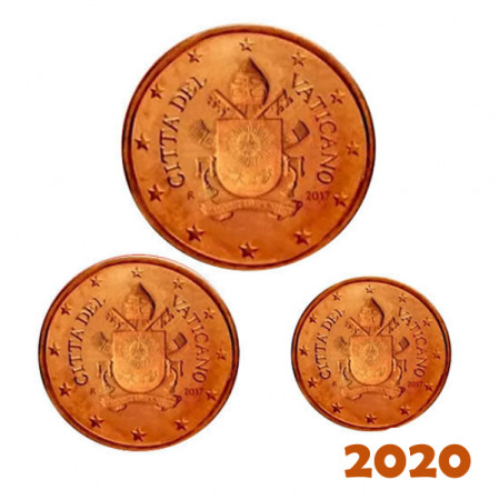 2020 * Set VATICAN 5, 2, 1 Centimes "Armoiries du Pape François" An VII BU
