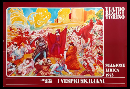 1973 * Affiche Art Original "I Vespri Siciliani, G Verdi Lirica, Aligi SASSU" Italie (B)
