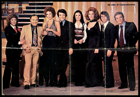 1960ca * Affiche Original "GLI OTTO DI CANZONISSIMA - Domenica del Corriere 1971" Italie (B)