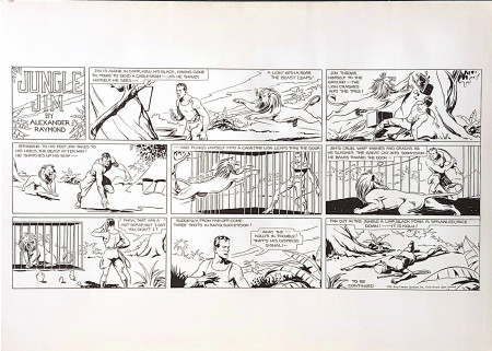 1934 (1970) * Affiche Illustration "Jungle Jim - Alex Raymond" Planche de Bande Dessinée (A-)