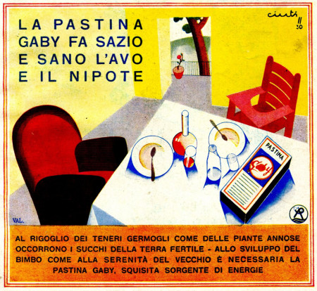 1930 * Publicité Original "Pastina Gaby - Fa Sazio e Sano L'Avo e Il Nipote - CINTI" dans Passepartout