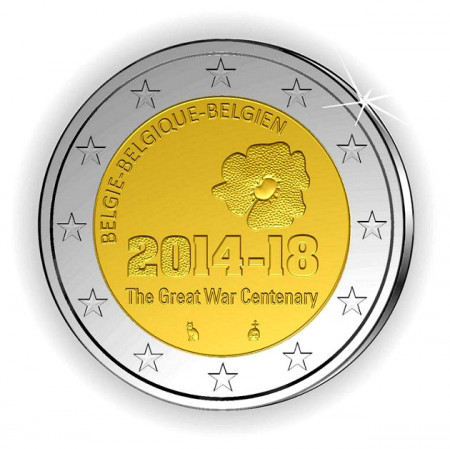 2014 * 2 euro BELGIQUE 100e début Première Guerre Mondiale