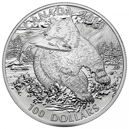 2014 * 100 Dollars en argent 1 OZ Canada Grizzly