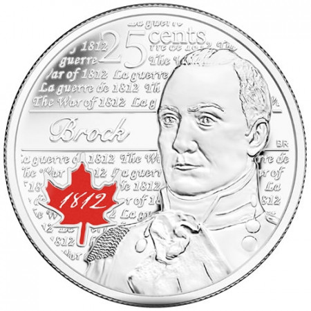 2012 * Quart de dollar Canada Général Sir Isaac Brock coloré