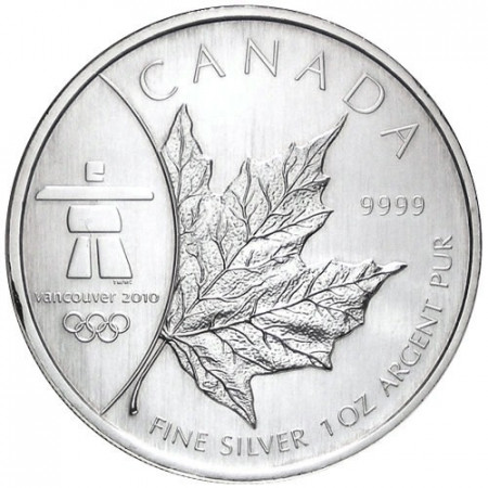 2008 * 5 Dollars en argent 1 OZ Canada Jeux olympiques Vancouver