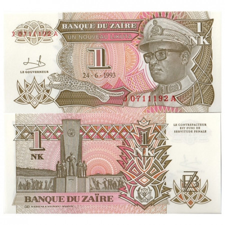 1993 * Billet Zaire 1 Nouveau Likuta "Mobutu Sese Seko" (p47a) NEUF