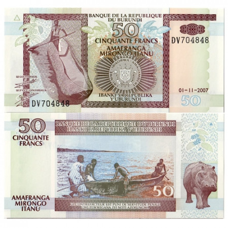 2007 * Billet Burundi 50 Francs (p36g) NEUF