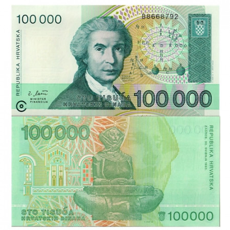 1993 * Billet Croatie 100.000 Dinara "R Boskovic" (p27a) NEUF