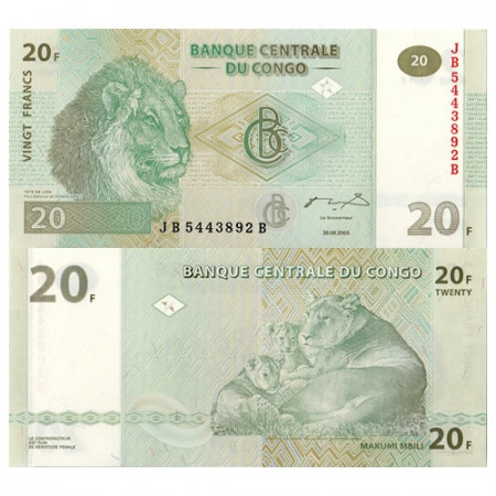 2003 * Billet Congo République Démocratique 20 Francs (p94a) NEUF