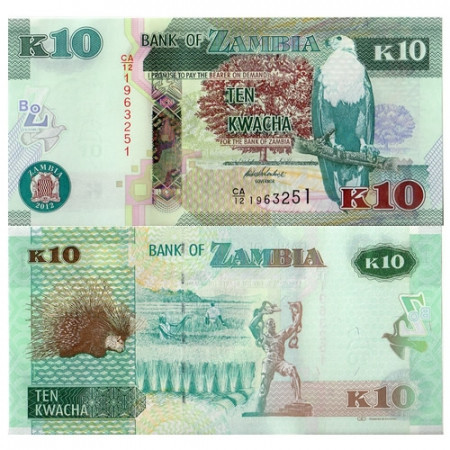 2012 * Billet Zambie 10 Kwacha "Fish Eagle" (p51a) NEUF