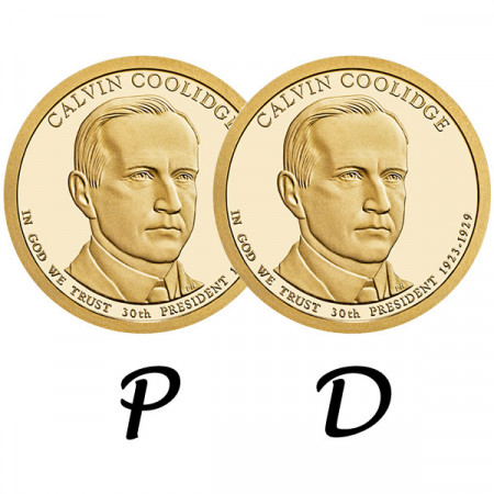 2014 * 2 x 1 Dollar États-Unis "Calvin Coolidge - 30th" P+D