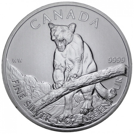 2012 * 5 Dollars en argent 1 OZ Canada Couguar