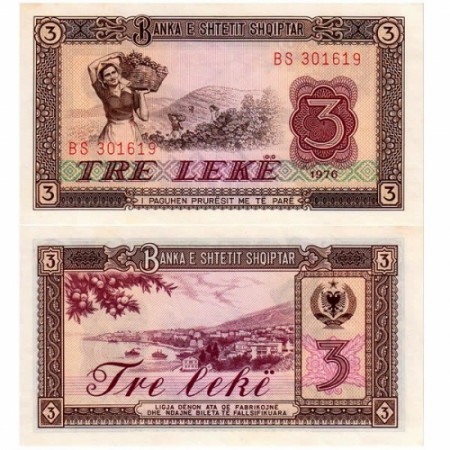 1976 * Billet Albanie 3 Leke "Saranda" (p41a) NEUF