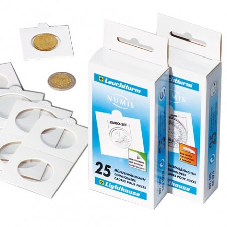 25 Etuis carton pour monnaies à agrafer Ø 22.5  mm * LEUCHTTURM 