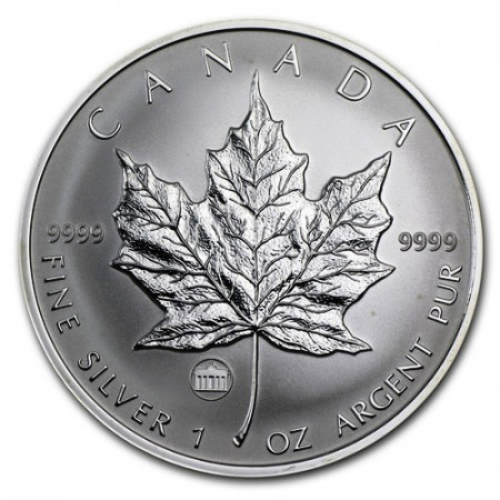 2009 * 5 Dollars Argent 1 OZ Feuille Erable Canada "Porte de Brandebourg" Privy Mark