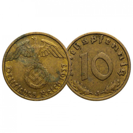 1937 J * 10 Reichspfennig ALLEMAGNE "Troisième Reich" (KM 92) TTB+