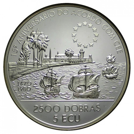 1993 * 2500 Dobras - 5 Ecu Argent Sao Tomé-et-Principe "Marché Commun" (KM 68) BE