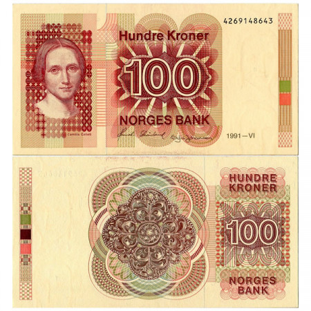 1991 * Billet Norvège 100 Kroner “Camilla Collett” (p43d) NEUF