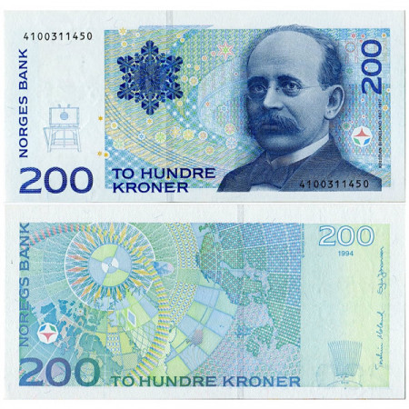 1994 * Billet Norvège 200 Kroner “Kristian Birkeland” (p48a) NEUF