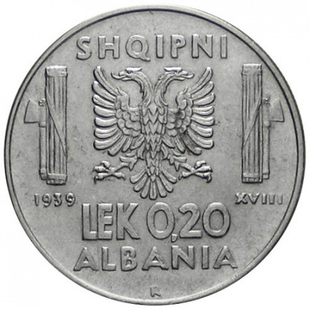 1939 XVIII * 0,20 Lek Albanie "Victor-Emmanuel III" Occupation Italienne - Magnétique (KM 29) SUP+ 