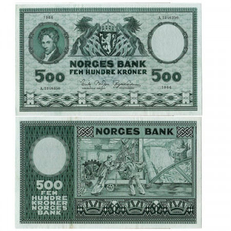 1966 * Billet Norvège 500 Kroner “Niels Henrik Abel” (p34d) SUP+