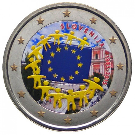 2015 * 2 Euro SLOVENIE "30e Anniversaire du Drapeau Européen" Coloré