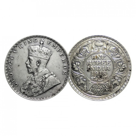 1918 (c) * 1 Rupee Argent Inde Britannique "George V" (KM 524) TTB+