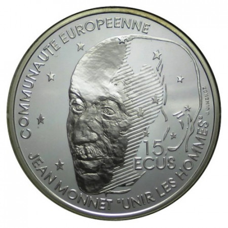 1992 * 100 Francs - 15 Ecu Argent France "Jean Monnet" (KM 1012) BE