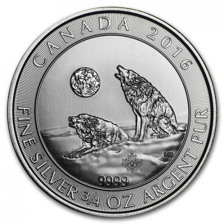 2016 * 2 Dollars Argent 3/4 OZ Canada "Loups Hurlant" BU