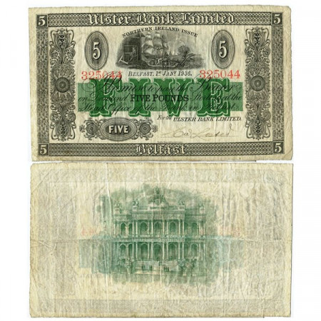1936 * Billet Irlande du Nord 5 Pounds "Ulster Bank" (p313) TTB