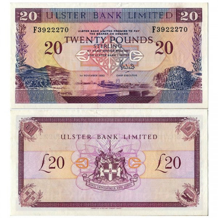 1990 * Billet Irlande du Nord 20 Pounds "Ulster Bank" (p333a) SUP+